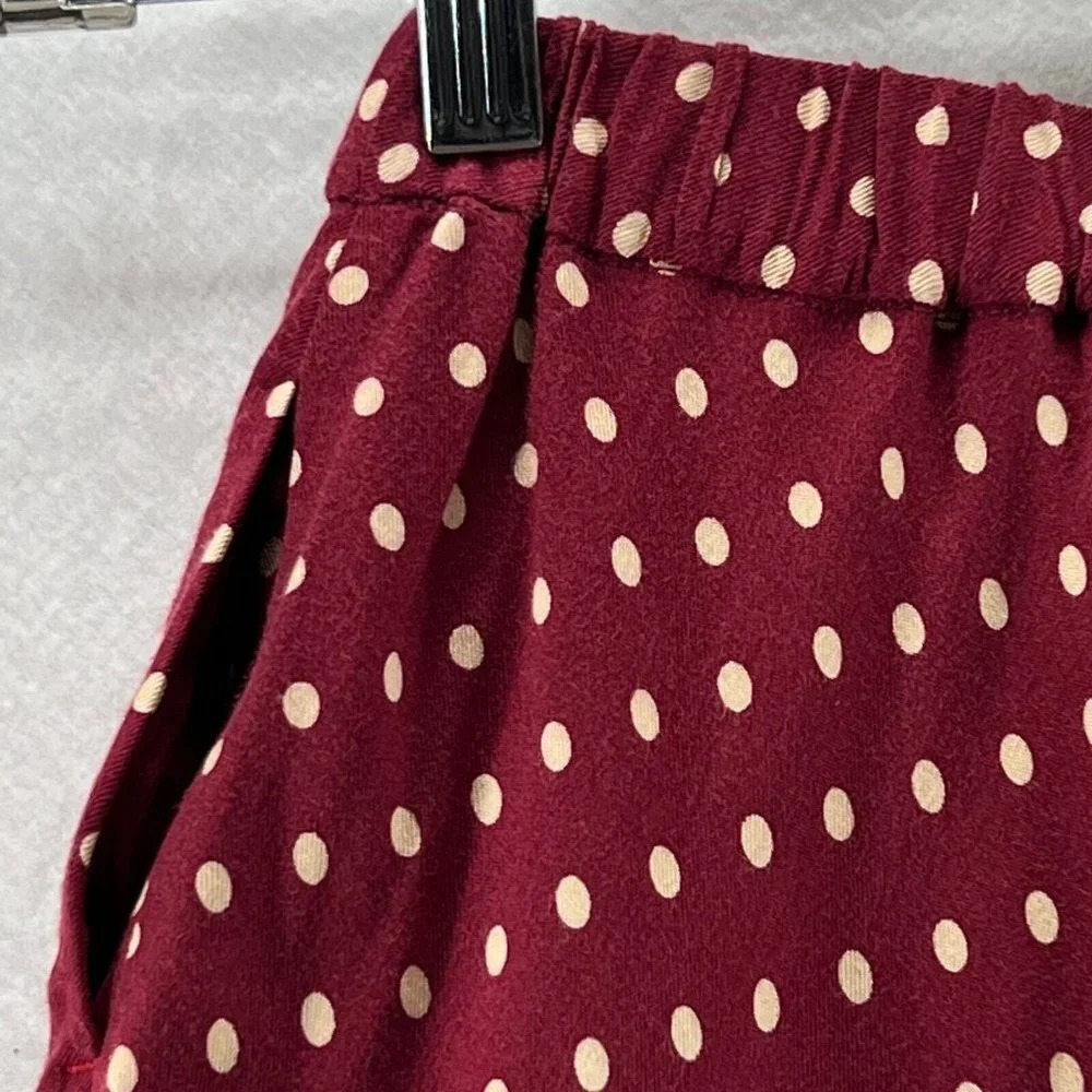 Uniqlo Skirt Girls 110 3-4Y Ines De La Fressange Polka Dot A-Line Twill Burgundy - Picture 7 of 12